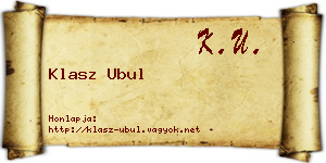 Klasz Ubul névjegykártya
